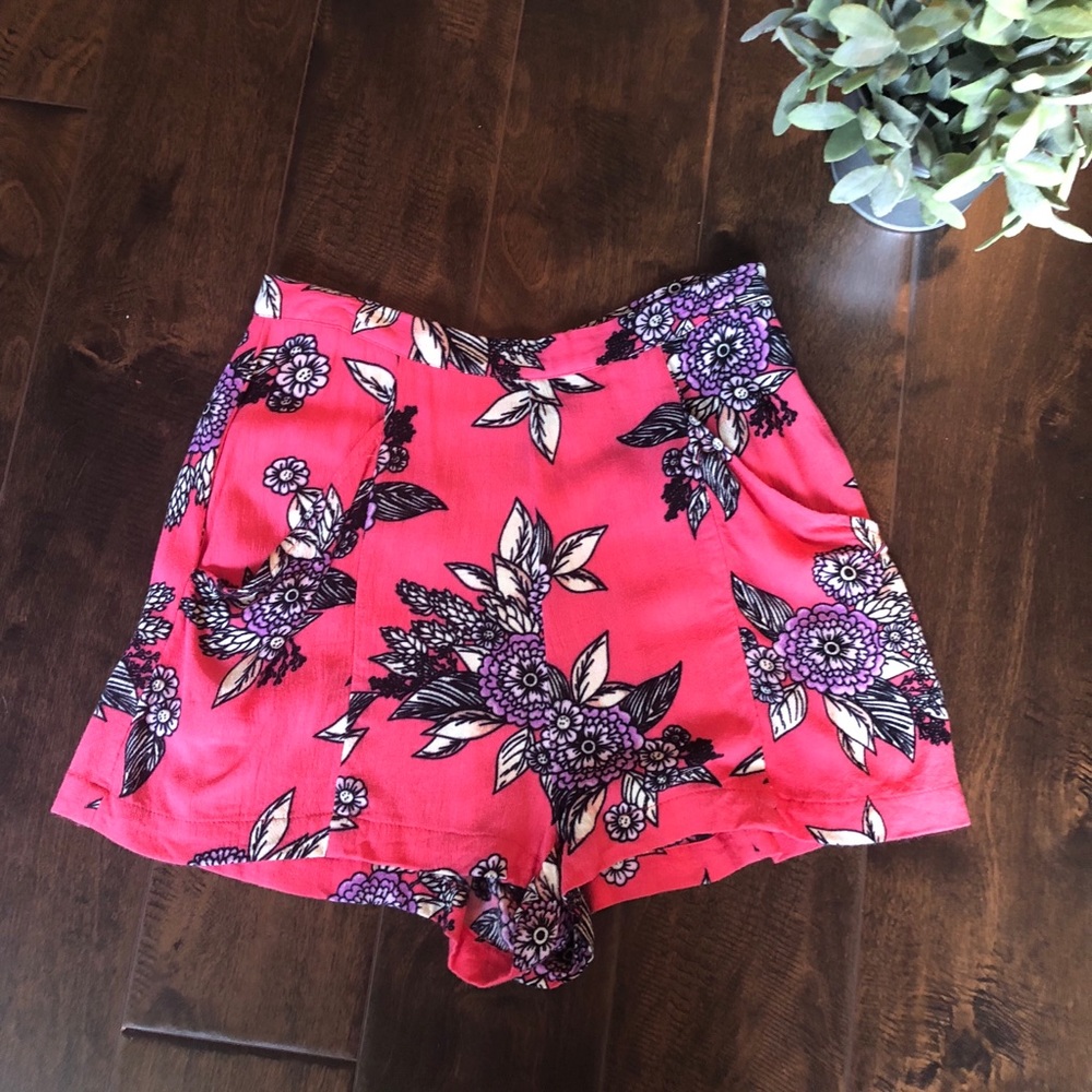 MINKPINK Floral Shorts in hot pink